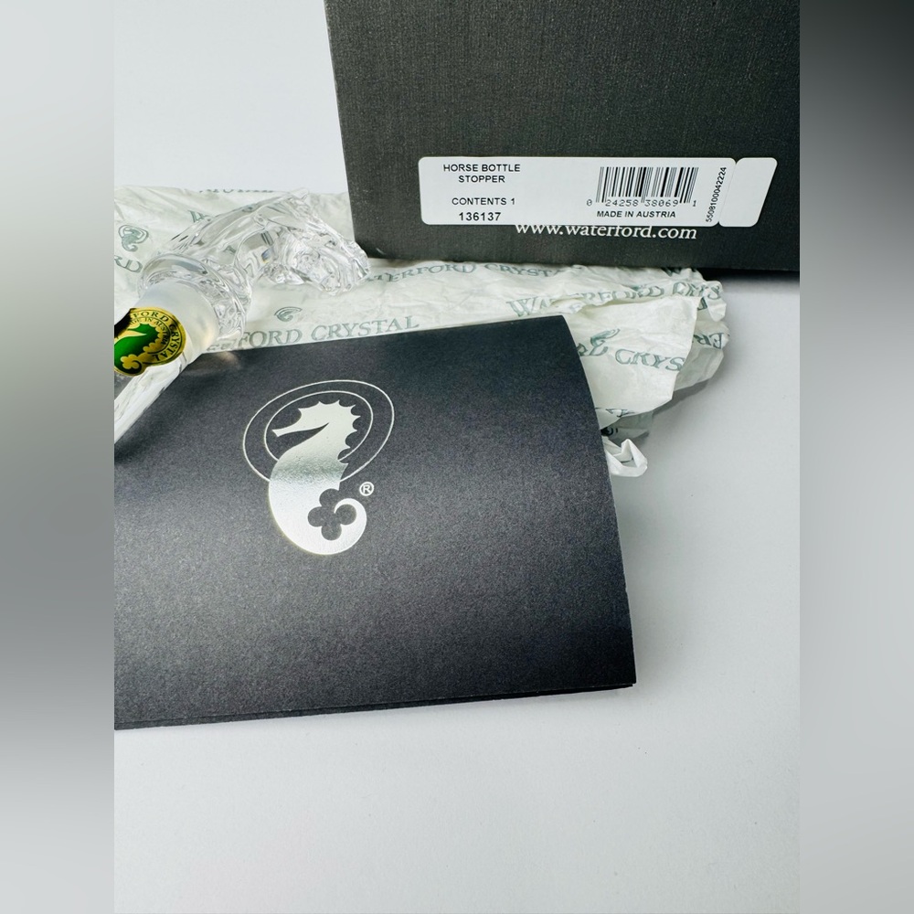 EXQUISITE WATERFORD CRYSTAL HORSE HEAD WINE BOTTLE STOPPER IN BOX - Picture 7 of 7
